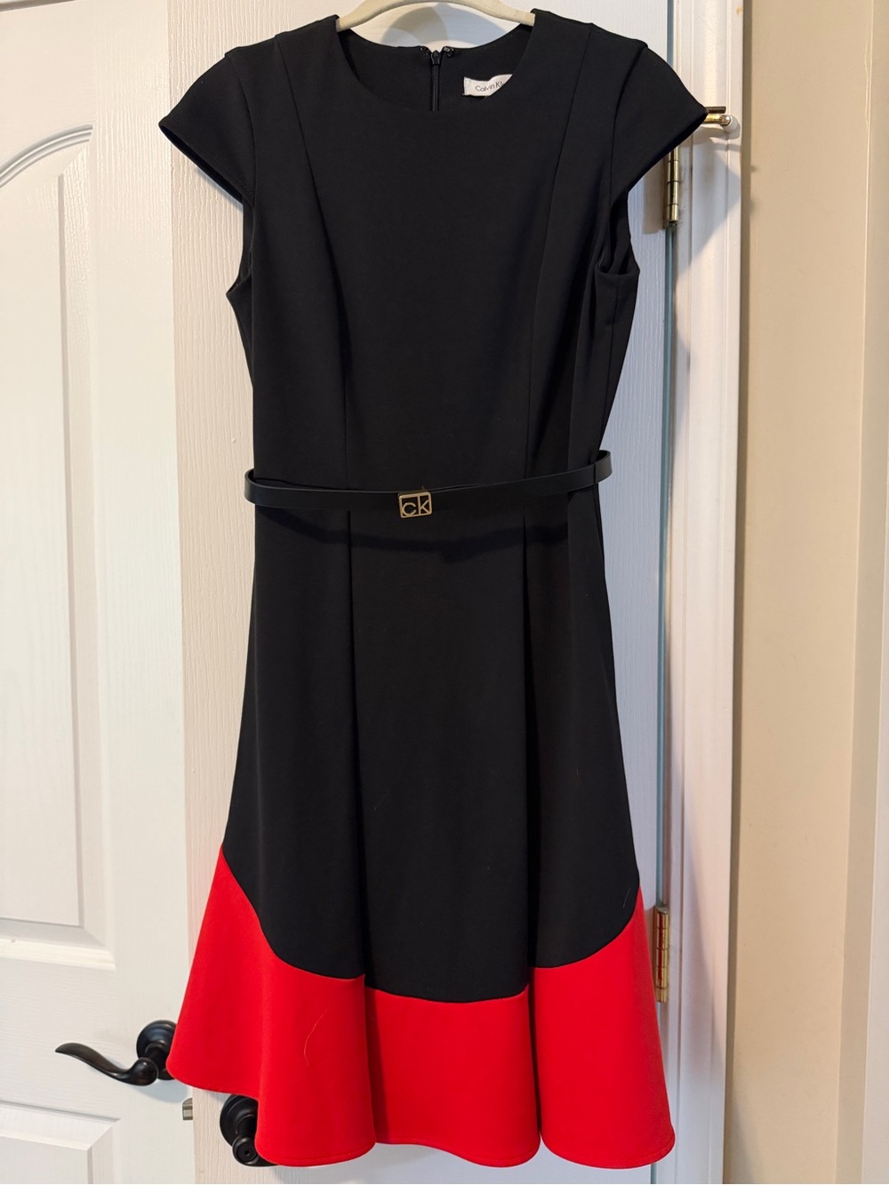 Calvin Klein Black Dress with Red Hem